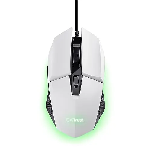 Trust Gaming GXT 109W Felox Gaming Maus mit 6 Programmierbare Tasten, Mehrfarbige LED-Beleuchtung, 200-6400 DPI, USB Kabel 150 cm, PC Maus mit Integrierte Software für Computer/Laptop - Weiß