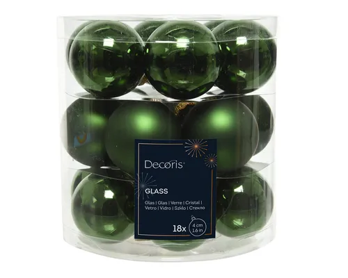 Kaemingk Weihnachtsbaumkugel, Weihnachtskugeln Glas 4cm 18 Stück - Piniengrün
