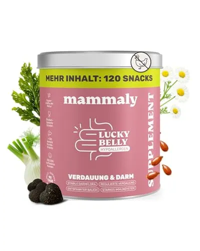 mammaly Lucky Belly Allergy Fit für Hunde - Verdauungshilfen für Hunde, getreidefrei und mit Probiotika zur Unterstützung der Darmflora – für ein besseres Bauchgefühl und gesunde Verdauung.