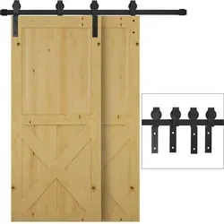 HOMCOM Schiebetürsystem für Holzschiebetür - Türsicherungen - Hochwertiges Kohlenstoffstahl-System für die Umwandlung traditioneller Türen in stilvolle Schiebetüren, ideal für Holz- und Zementwände.