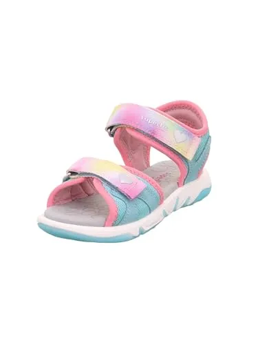 Superfit Pebbles Sandale in Hellgrün/Rosa (7510) für Mädchen - Die superfit Sandale PEBBLES begeistert mit buntem Design und perfekter Passform. Ideal für Freizeit und Camping, bietet sie optimalen Halt und Komfort dank verstellbarer Klettverschlüsse und rutschhemmender Sohle.