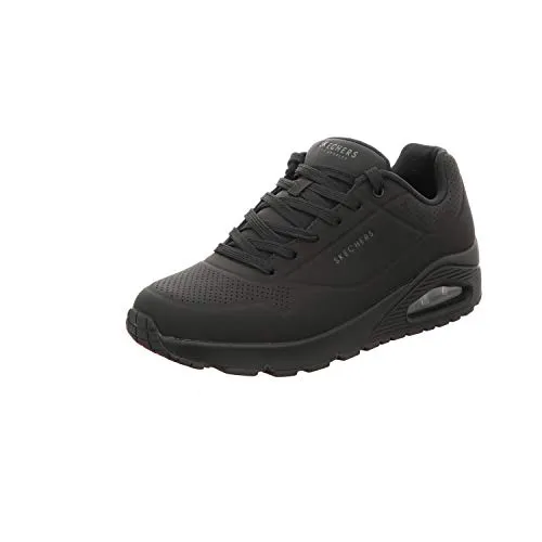 Skechers Herren UNO Stand ON AIR Sneaker, Black Durabuck - Herren-Sneaker mit glattem Synthetik-Obermaterial und flexibler Traktionslaufsohle für optimalen Komfort und Stil im Alltag.