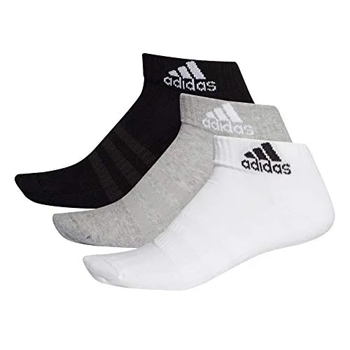 adidas Unisex 3 Paar Cushion Ankle Socken, Medium Grey Heather/White/Black, M EU