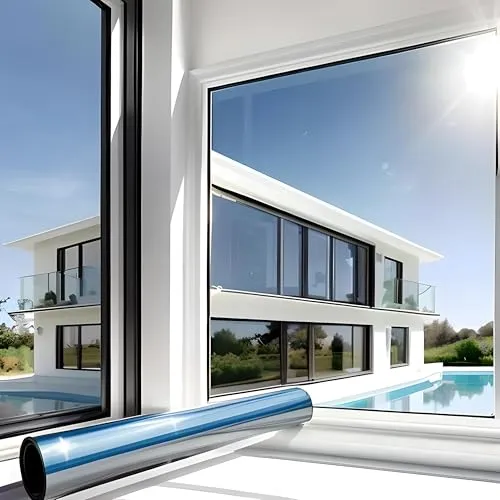 MARAPON Spiegelfolie Fenster Sichtschutz Silber 1,05x50 m - Blickdichte Spiegelfolie mit statischer Haftung für optimale Privatsphäre. Einfache Anbringung ohne Kleber, ideal für Mietwohnungen. Schützt vor UV-Strahlen und reduziert Wärme, perfekt für Sommermonate.