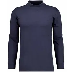 RAGMAN Herren Stehkragenshirt langarm Marine-070 - Hochwertiges Stehkragen-Shirt in Marine-070, fair trade aus Peru. Ideal für stilvolle Freizeitlooks, mit geradem Schnitt und praktischen Bündchen.