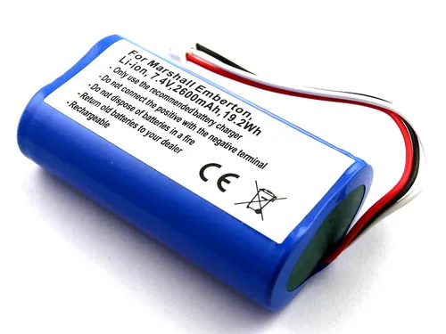 Akku für Marshall Emberton - Leistungsstarker Li-Ion Ersatz - Hochwertiger Li-Ion Akku für Marshall Emberton Lautsprecher. Mit 2600mAh sorgt er für stabile Laufzeiten und kräftigen Sound unterwegs. Ideal bei nachlassender Leistung.