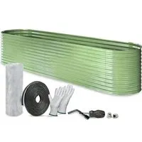 TTL GARDEN Metall-Hochbeet NATURE XXL – Ovale Pflanzlösung für Gartenliebhaber - Das TTL GARDEN Metall-Hochbeet NATURE XXL in Salbeigrün bietet mit 400×80×80 cm viel Platz für Pflanzen. Die hohe Bauform ermöglicht rückenschonendes Arbeiten und schützt zuverlässig vor Schädlingen.