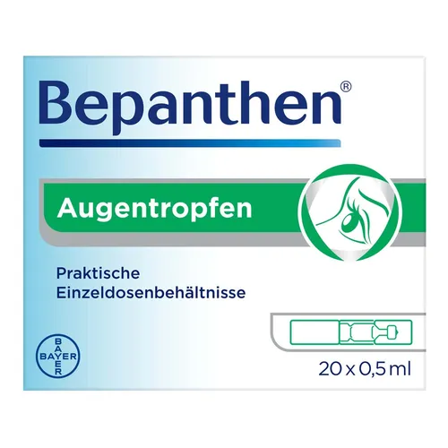 Bepanthen Augentropfen - Arzneimittel für trockene und gereizte Augen, stabilisiert den Tränenfilm, ohne Konservierungsstoffe, ideal für Kontaktlinsenträger.