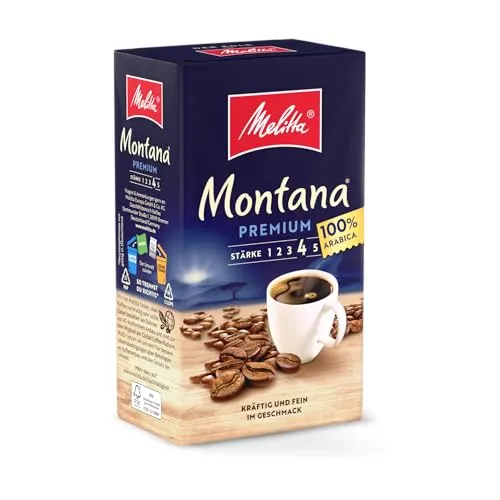 Melitta Montana Premium Kaffee Gemahlen 500 Gr - Filterkaffee - Hochwertiges Kaffeepulver mit langanhaltendem Geschmack, ideal für den täglichen Genuss.