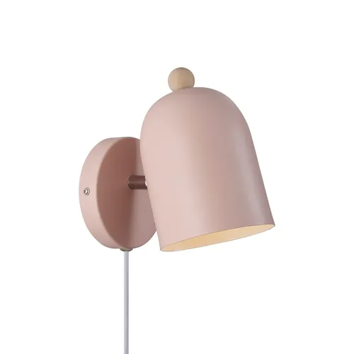 Nordlux Gaston Wandleuchte E27 15W - Staubrosa - Lampen mit elegantem, abgerundetem Design und Holzdetail, perfekt für stilvolle Akzente in Wohnräumen.