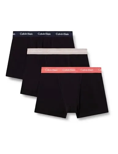 Calvin Klein Herren 3er Pack Boxershorts Trunks Unterwäsche, Schwarz (Black W Shoreline Wb/Black W Fresh), M