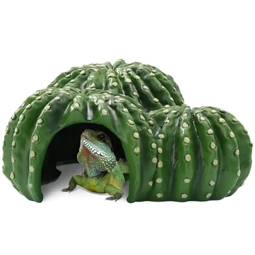Navaris Reptilien-Versteck - Schildkrötenhaus - Terrarium Deko Kaktus - Terrarium Zubehör - Schildkröten Zubehör - Höhle für Reptilien - Polyresin
