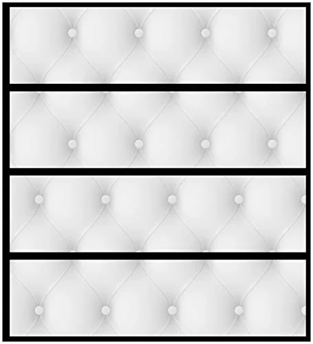 Wallario Möbelfolie/Aufkleber, geeignet für IKEA Malm Kommode mit 4 Schubfächern - Klebefolie Weiße Ledertür
