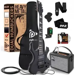 Pyle E-Gitarre Set mit Verstärker und Zubehör - Vollständiges E-Gitarren-Set mit hochwertiger 6-saitiger E-Gitarre und 10W Verstärker. Ideal für Einsteiger und Fortgeschrittene, inklusive umfangreichem Zubehör für sofortigen Spielspaß.
