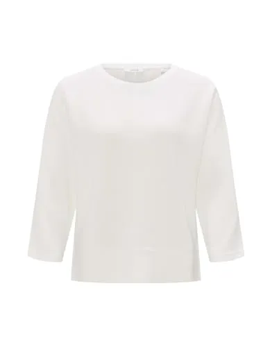 OPUS Damen Langarmshirt SINNI | Strukturiertes Jersey Milk, Größe 40 - Elegantes und komfortables Damen Langarmshirt aus strukturiertem Jersey, ideal für vielseitige Kombinationen im Alltag. Nachhaltige Mode für stilbewusste Frauen.