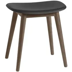 Muuto Fiber Stool, wood base, schwarz / dunkelbraun gebeizt