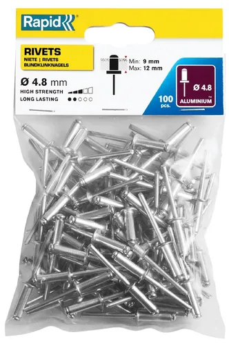 Rapid Blindniete Standard 4,8 x 16 mm aus Aluminium 100 Stück