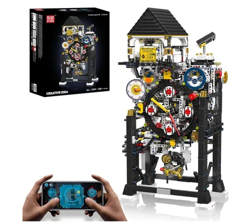 Mould King Remote Control Cyberpunk Mechanische Uhr 10159 - Konstruktionsspielzeug Set mit 3181 Bausteinen für eine funktionierende Cyberpunk-Uhr, ideal für Technik- und Modellbau-Enthusiasten.