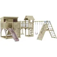 OutdoorToys Spielturm - Spieltürme aus Holz in Altrosa, ideal für Kinder ab 3 Jahren, fördert die Kreativität und Bewegung im Freien.