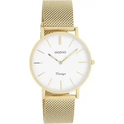 Oozoo Armbanduhr UOC9910A - Gold Edelstahl Vintage Series - Elegante Analog-Quarzuhr für Damen und Herren mit goldenem Edelstahlarmband und weißem Zifferblatt. Ideal für modebewusste Träger, die einen zeitlosen Look schätzen.