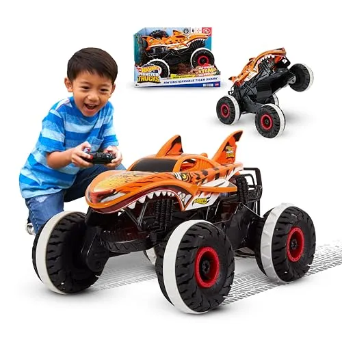 Hot Wheels RC-Auto Tiger Shark Monster Truck - orange schwarz, 1:15 Maßstab, 9,7 km/h Geschwindigkeit und 25 Minuten Fahrzeit