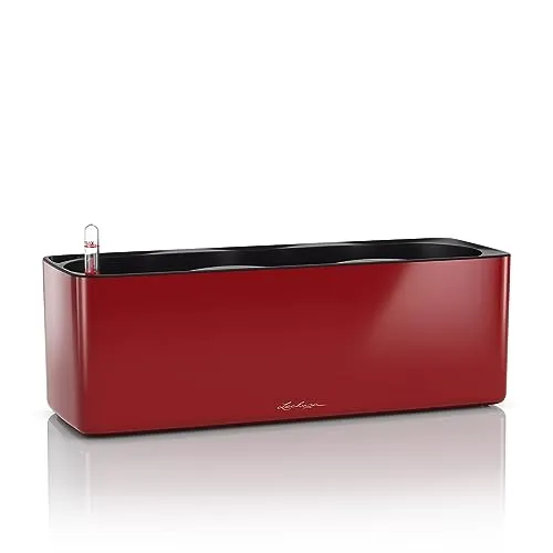 LECHUZA CUBE Glossy Triple scarlet rot hochglänzend - Garten-Zubehör mit innovativem Bewässerungssystem für optimale Pflanzenpflege, hochwertiger Hochglanz-Oberfläche und Platz für bis zu 3 Growpots.