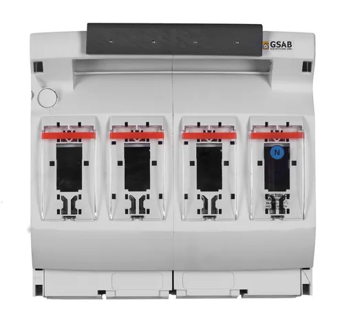 GSAB Elektrotechnik NH2 Trenner 99.4.400 - Sicherungslasttrennschalter NH2, 4-polig, für Sammelschienenaufbau, max. 400A, sicherer Betrieb bis 690V, ideal für industrielle Anwendungen.