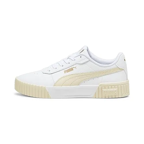 PUMA Damen Carina 2.0 Turnschuhe, Puma White Sugared Almond Puma Gold, 42 EU