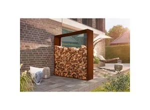 HOME DELUXE Holzlager NANGA - Made in Germany - Aschesauger Holzregal NANGA - Modernes Design und vielseitig einsetzbar, ideal als Sichtschutz und Blickfang für Ihren Outdoorbereich.