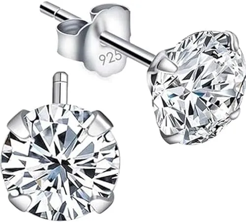 Set Orecchini Donna Uomo Diamante Nichel Free Anallergici, Argento Sterlina Zirconi Simulato Diamante Brillanti per Donna Uomo，orecchini punto luce argento