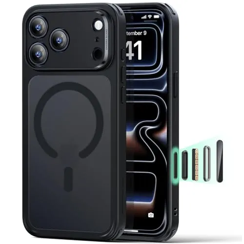 ESR für iPhone 17 Pro Hülle mit Kamerasteuerung Capture Button, Kompatibel mit Magsafe, Magnetische Handyhülle für iPhone 17 Pro Case, Zertifizierter Militärschutz Starke Stoßfest, Mattschwarz