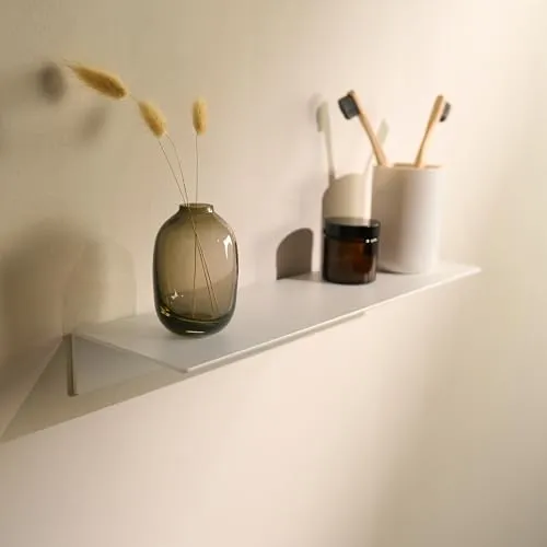 Designfabrik Hamburg Badregal DFHH KR, 1-tlg., Ohne Bohren weiß 42 cm - Badablage mit 1 Ablagefläche, aus pulverbeschichtetem Aluminium, einfach ohne Bohren zu montieren – ideal für ein modernes Badezimmer!