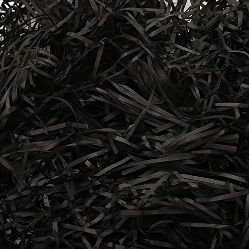 50g Geschreddertes Papier,Geschreddertes Papier Füllmaterial Für Pakete,Raffia Geschreddertes Papier Für DIY Füllmaterial,Raffia Hamper Shreds,Füllung Geschenkbox Dekorations Party Supplies,Schwarz