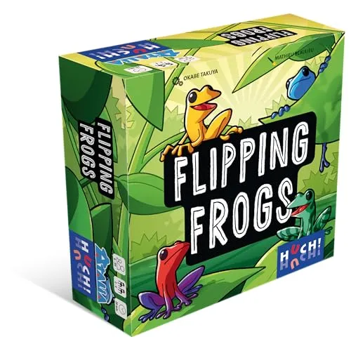 HUCH!, Flipping Frogs, Legespiel für strategische Denker, Spannendes und kreatives Familienspiel, Ideal für Kinder und Erwachsene, Für 2–4 Spieler ab 6 Jahren