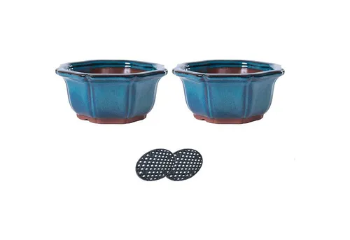 Jinfa Dekovase - Keramik-Bonsai-Töpfe mit Entwässerungslöchern - Dekovasen aus hochwertiger Keramik, glänzende ornamentale Oberfläche, ideal für Bonsai und Pflanzen, mit praktischen Entwässerungslöchern für optimale Pflege.