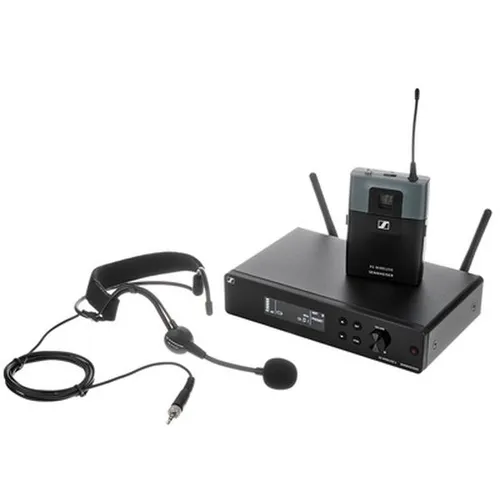 Sennheiser XSW 2-ME3 E-Band Headset - Mikrofone mit True-Diversity UHF Wireless System, ideal für professionelle Anwendungen, inklusive ME3-II Kondensator-Headset-Mikrofon und vielseitigen Anschlussmöglichkeiten.