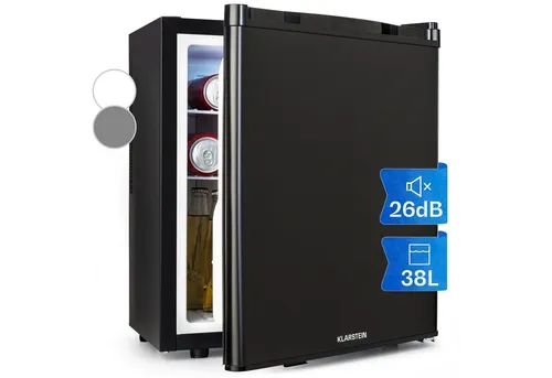 Klarstein Table Top Kühlschrank HEA3-HappyH-38l-BL - Minikühlschrank mit geräuscharmem Betrieb (26 dB), ideal für kleine Haushalte, WG-Zimmer oder Büros. 38 Liter Platz für Snacks und Getränke auf 3 Ebenen.