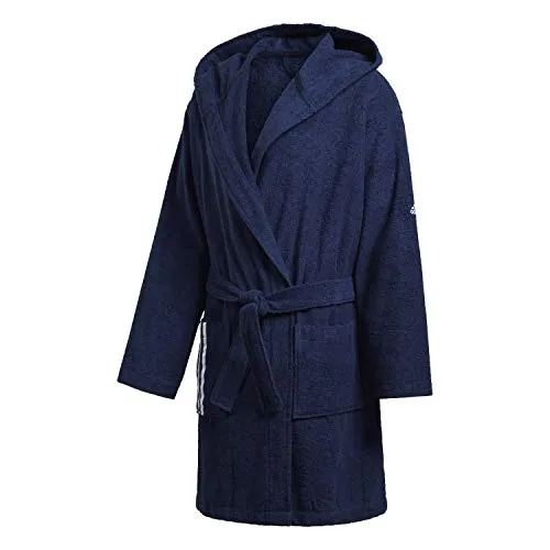 adidas Unisex-Adult Bathrobe Bademantel, Tech Indigo, L - Bademantel aus 100% Baumwolle mit Kapuze und zwei Fronttaschen, ideal für hohen Tragekomfort und Entspannung nach dem Duschen.