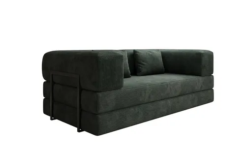 Luxusbetten24 Sofa Designer Sofa Lazy 3 Sitzer, mit Aufklappfunktion und Cordbezug grün