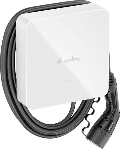 Spelsberg Wallbox Pure 2.0 Polar 7m - 11kW Typ 2 Mode 3 - Elegante Wallbox für Elektrofahrzeuge mit 11 kW Ladeleistung, einfacher Smartphone-Konfiguration und RFID-Zugang. Ideal für sicheres Laden im privaten Bereich, minimalistisch und benutzerfreundlich.