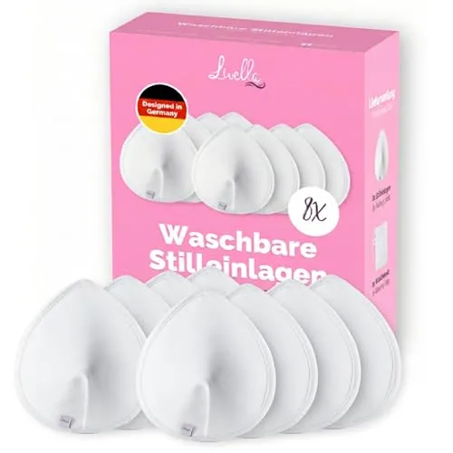 Livella Waschbare Stilleinlagen (8 Stück) - Saugstark und Umweltfreundlich - Stilleinlagen aus natürlichen Bambusfasern, wiederverwendbar und inklusive Wäschenetz. Bieten optimalen Schutz, sind hautfreundlich und diskret unter der Kleidung.