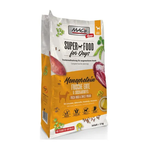 MACs Monoprotein Ente 3 kg - Getreidefreies Hundefutter - Hundefutter für alle Hundegrößen, getreidefrei mit hochwertiger Ente als Hauptzutat, ideal für erwachsene Hunde mit empfindlichem Magen.