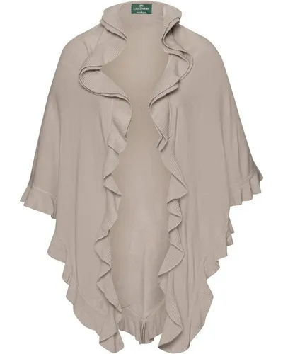 Luise Steiner Rüschen-Poncho Beige, Einheitsgröße - Eleganter, fein gestrickter Poncho mit Rüschen, ideal als stylischer Überwurf für jedes Outfit. Perfekt für gemütliche Abende und kühle Tage.
