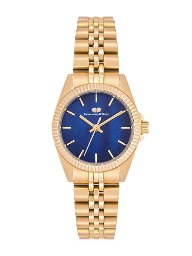 Rhodenwald & Söhne Quarzuhr Cassina gelbgold - Elegante Armbanduhr mit blauem Zifferblatt und robustem Edelstahl-Armband. Ideal für stilbewusste Träger, die auf Qualität und Design Wert legen.