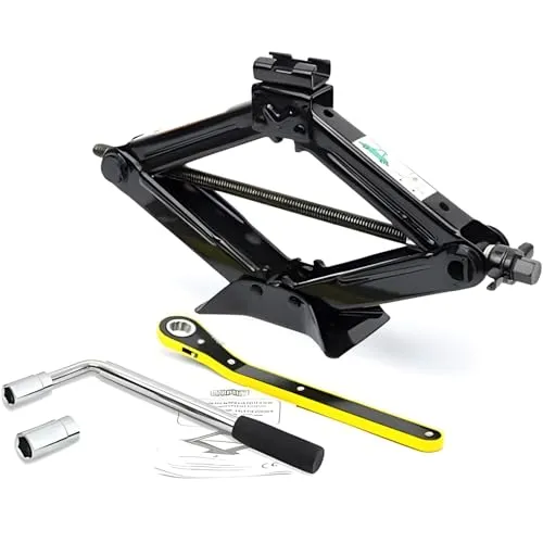 VERDA Wagenheber 2000kg, 98-440mm – Tragbarer Scherenwagenheber für PKW und SUV - Wagenheber mit einer Tragkraft von 2000 kg und variablen Hubbereich von 98-440 mm. Ideal für Werkstätten und Zuhause, mit rutschfesten Gummiaufsätzen für sicheren Halt.