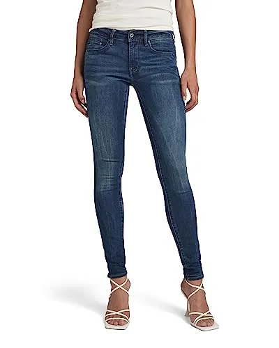 G-STAR RAW Damen Midge Zip Mid-Waist Skinny Jeans - Modische Mid-Waist Skinny Jeans mit Reißverschluss, die sich perfekt an den Körper anschmiegt und vielseitig kombinierbar ist.