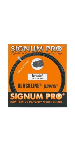 Signum Tennissaite Pro Tornado 12m, schwarz, 1,17 - Tennissaiten mit heptagonalem Profil für außergewöhnlichen Drall und hervorragende Ballkontrolle. Ideal für Spieler, die hohe Beschleunigung und Spielkomfort suchen.