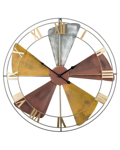 BELIANI Bunte Wanduhr Silber mit Gold - 60 cm im Metallic Look - Wanduhr im industriellen Stil, verleiht jedem Raum mit ihrer Windmühlen-Optik eine einzigartige Note. Pflegeleicht und langlebig, ideal für Küche oder Wohnzimmer.