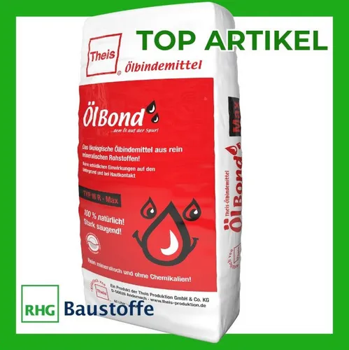 Sack ÖlBond Ölbindemittel Granulat fein Typ III/R - 20 kg für effektive Ölaufnahme - Reinigungsmittel, 40 l Ölbindemittel für schnelle und zuverlässige Beseitigung von Ölverschmutzungen.