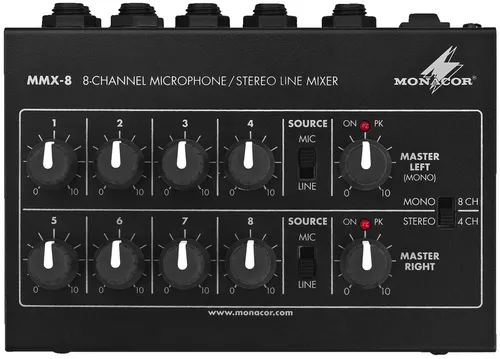 MMX-8 Miniatur-Universal-Audio-Mischer - Kompakter Audio-Mischer für vielseitige Anwendungen, ideal für mobile Produktionen und kleine Events.